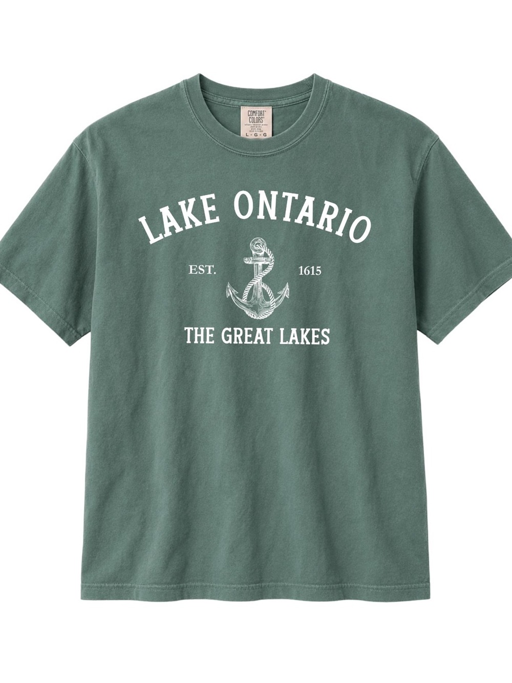 Lake Ontario Est 1615 Shirt, Comfort Colors Vintage Tee, Retro Anchor T-Shirt